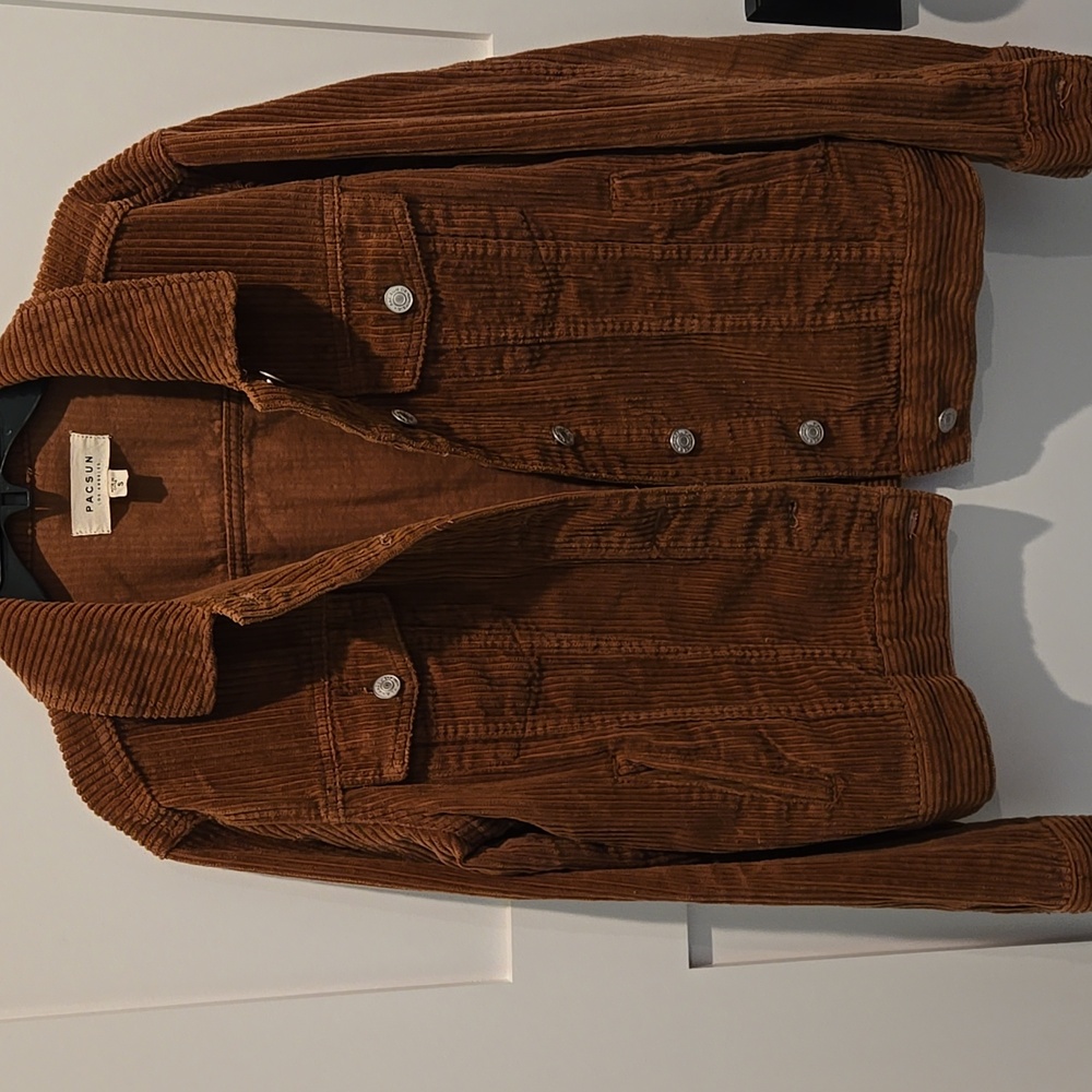 PACSUN Los Angeles Wide Wale Corduroy Jean Jacket Rust Brown Womens S EUC - Picture 6 of 9